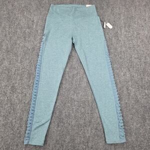 Aerie Leggings Womens Large Blue Chill Play Move Mid Rise Ruched Mesh Stretch